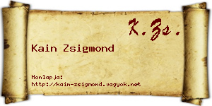 Kain Zsigmond névjegykártya